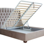 bed with lifting mechanism light beige