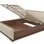 bed with lifting mechanism natural wood