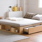 low bed with drawers