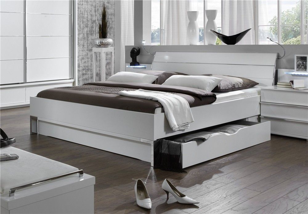 bed with modern style lockers