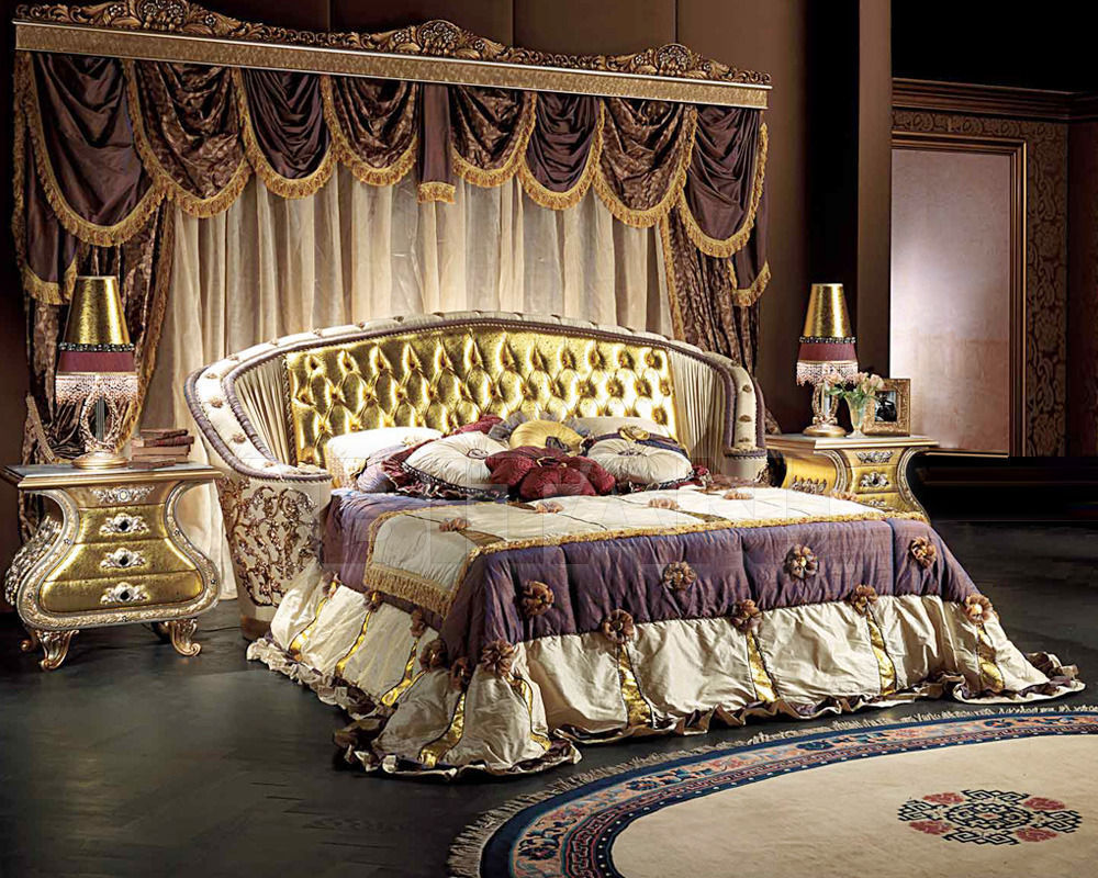 bed with Rococo style lockers