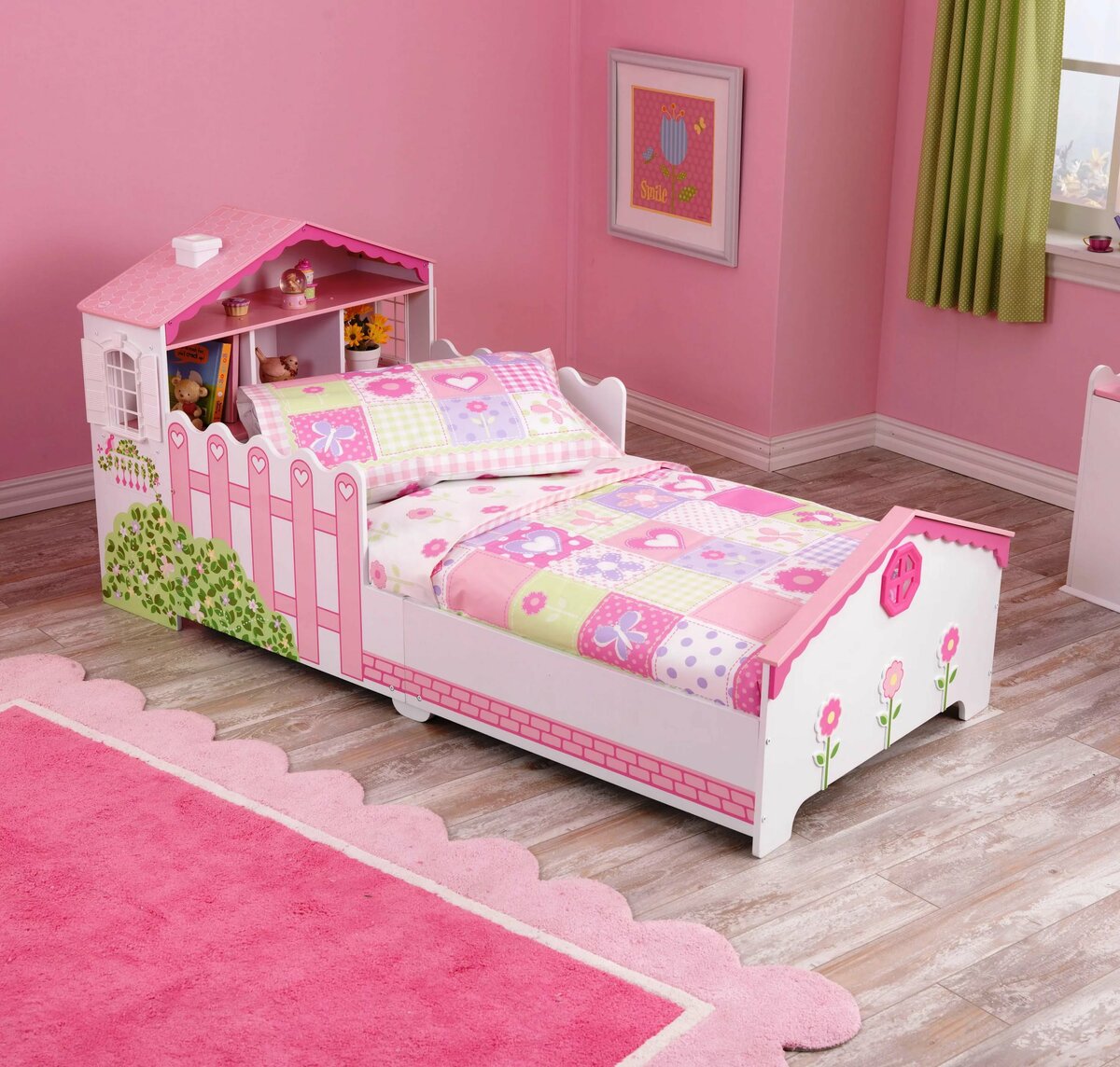 bed in a girl's room