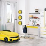 yellow car bed for boy