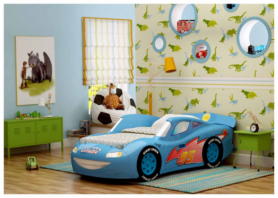 bed for a boy in the form of a car