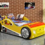 yellow car bed for boy