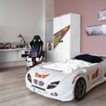 beautiful car bed for a boy in white