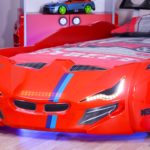 red bed-car for a boy with headlights