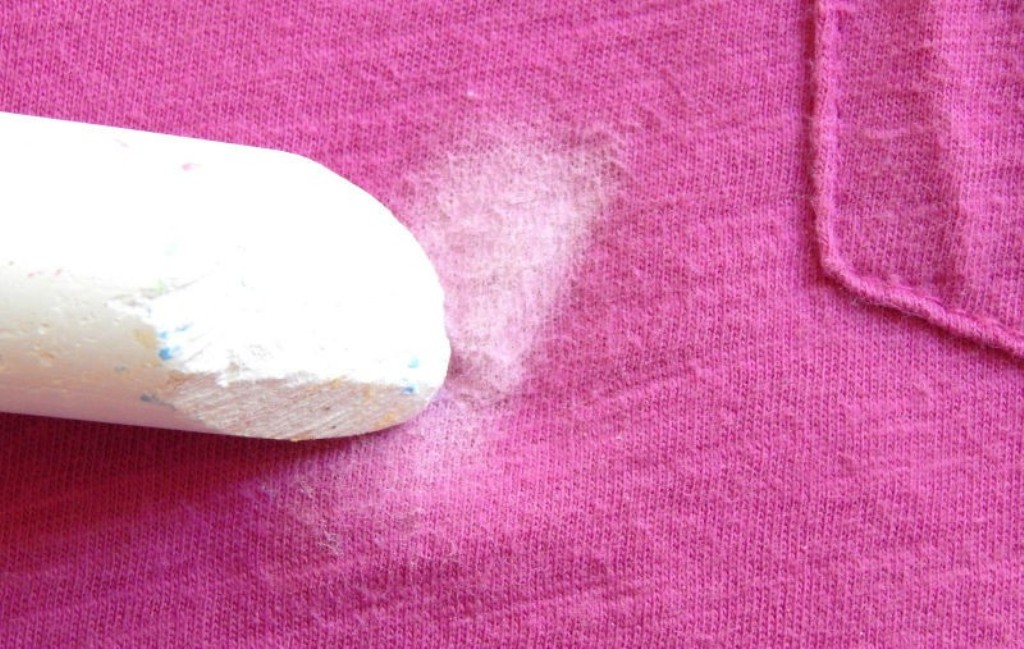 chalk against greasy stains