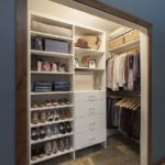 cabinet in the wall with storage for shoes