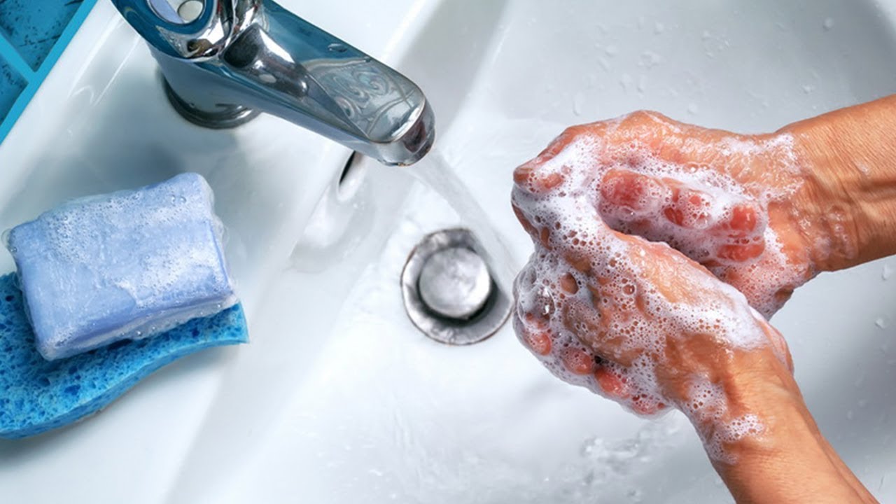 washing hands with soap