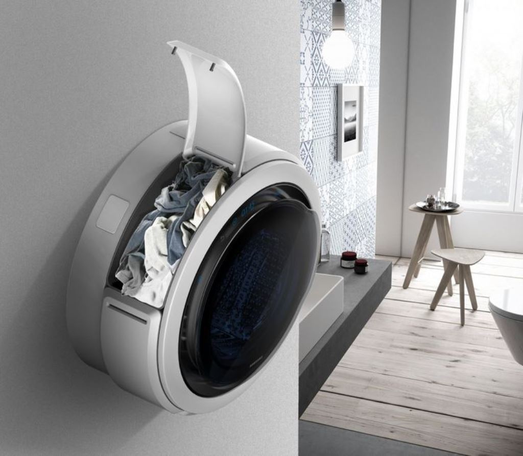 wall washing machine open