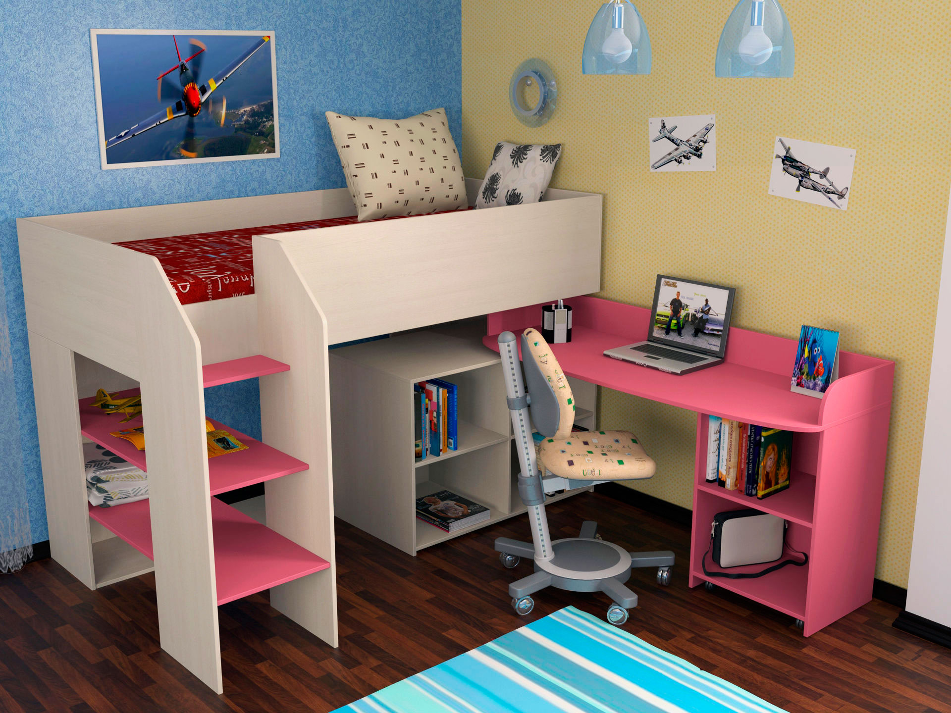 loft bed with work area