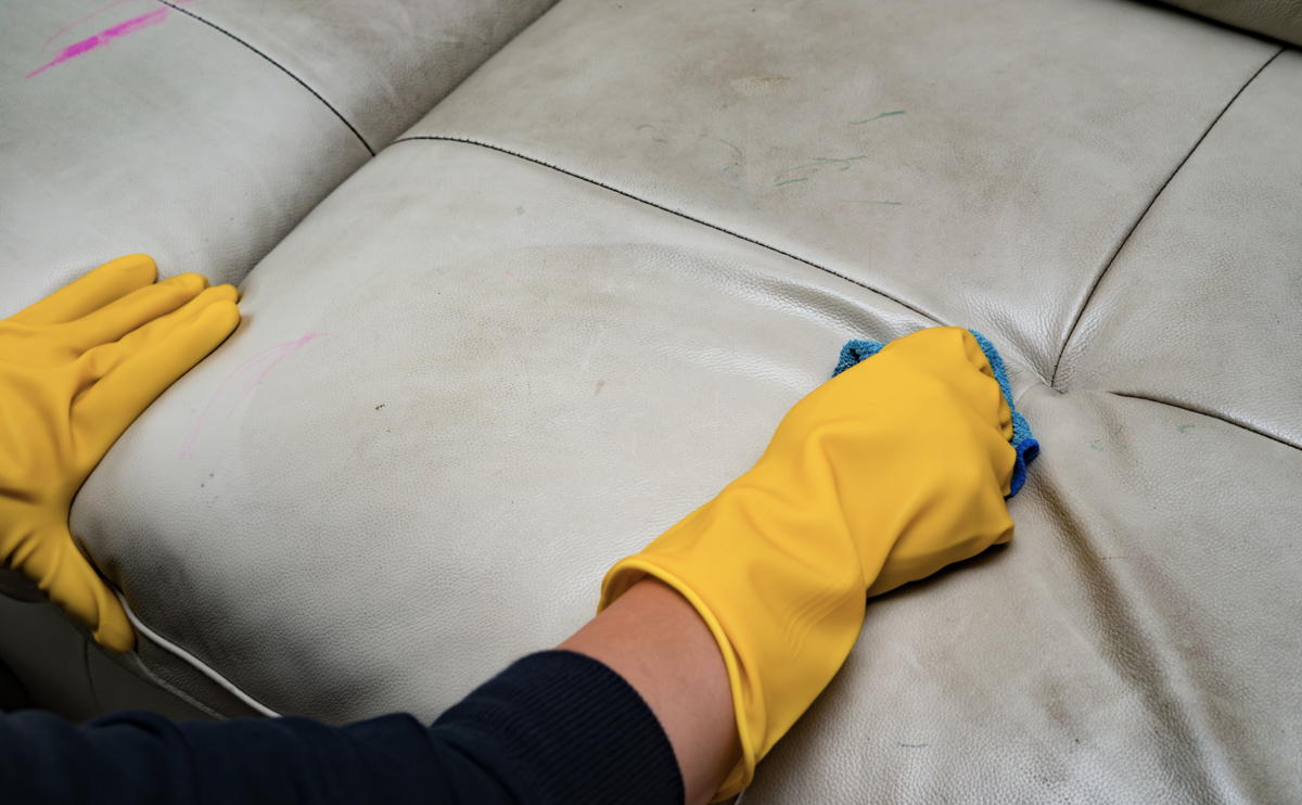 cleaning leatherette sofa