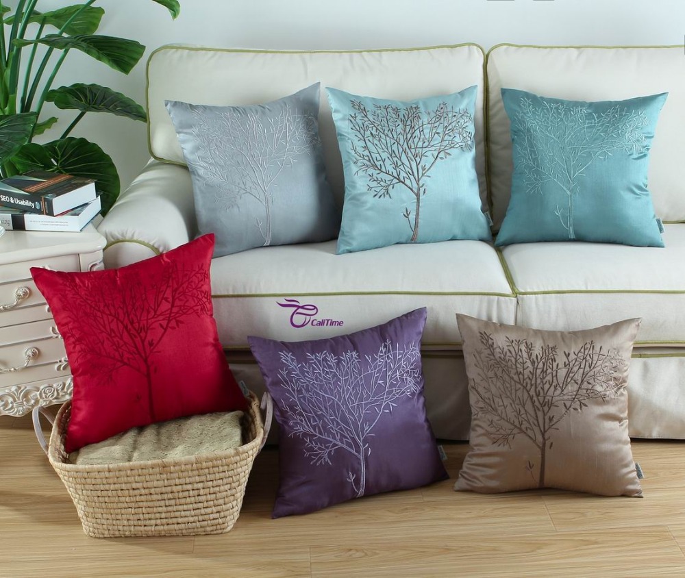 sofa cushions in different colors