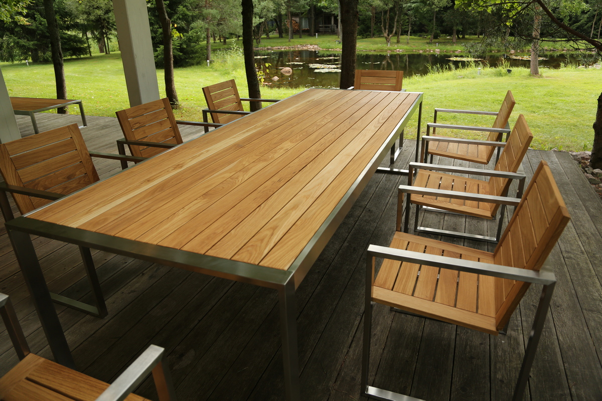 garden furniture in the gazebo