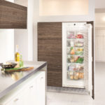 refrigerator cabinet dark wood