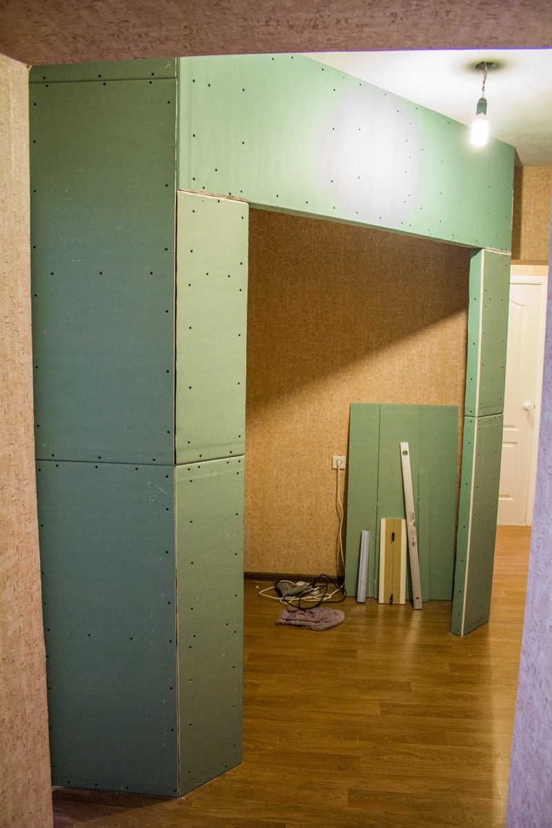 drywall cabinet under construction