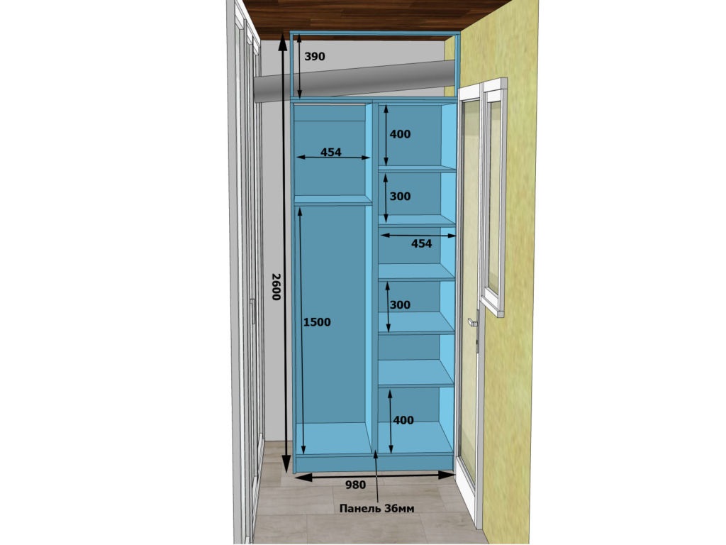 armoire sur le dessin du balcon