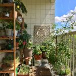 wardrobe on the balcony with flowers