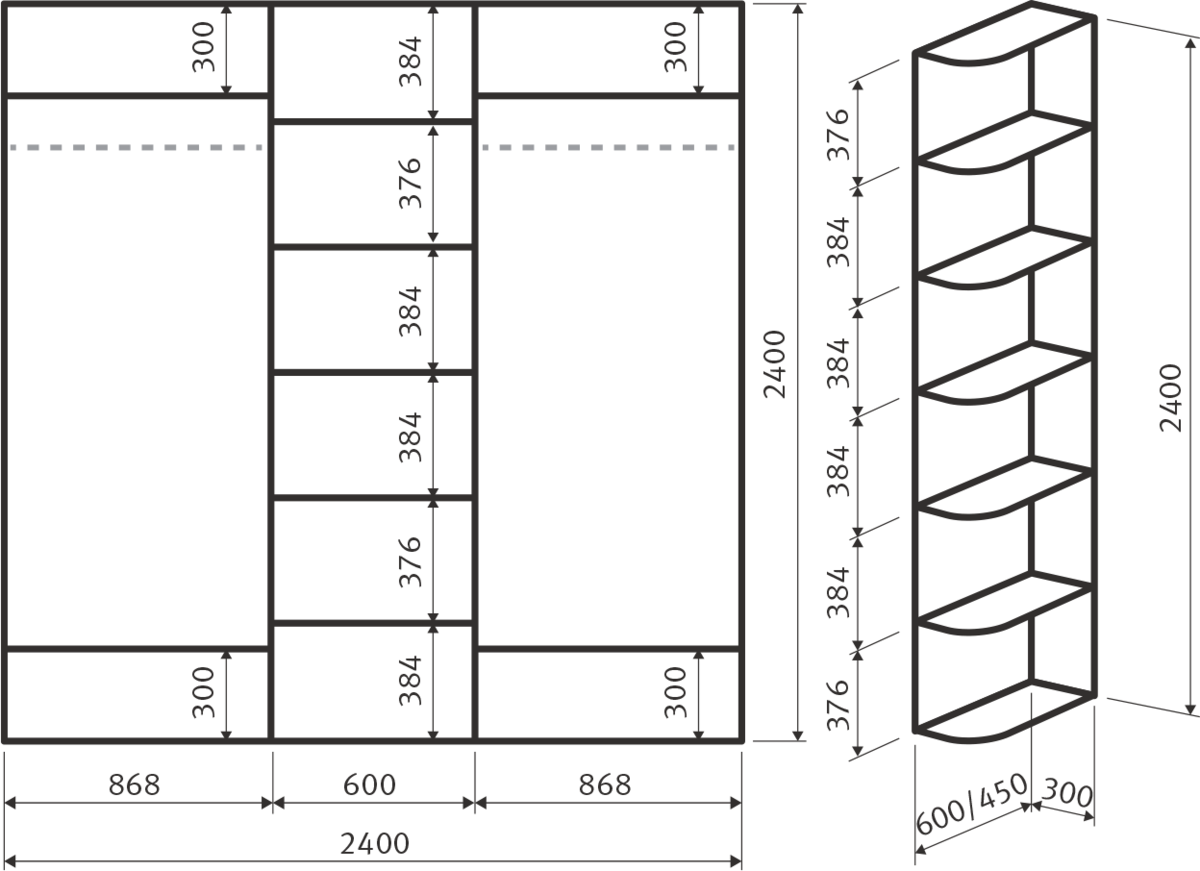 wardrobe diagram on the balcony