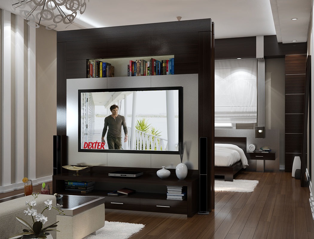 wardrobe partition with TV