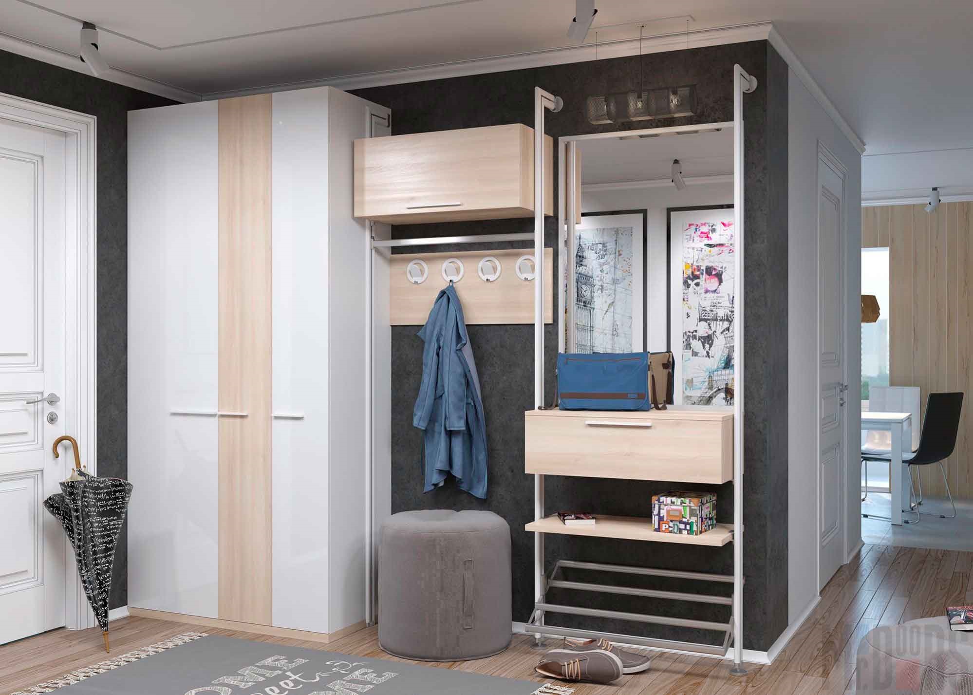 combination of the wardrobe with the design of the room