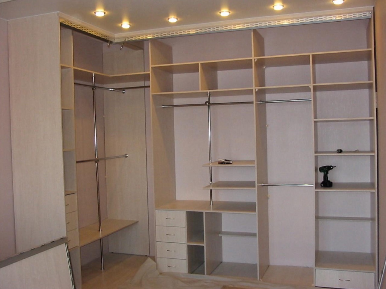 installation of shelves in the cabinet