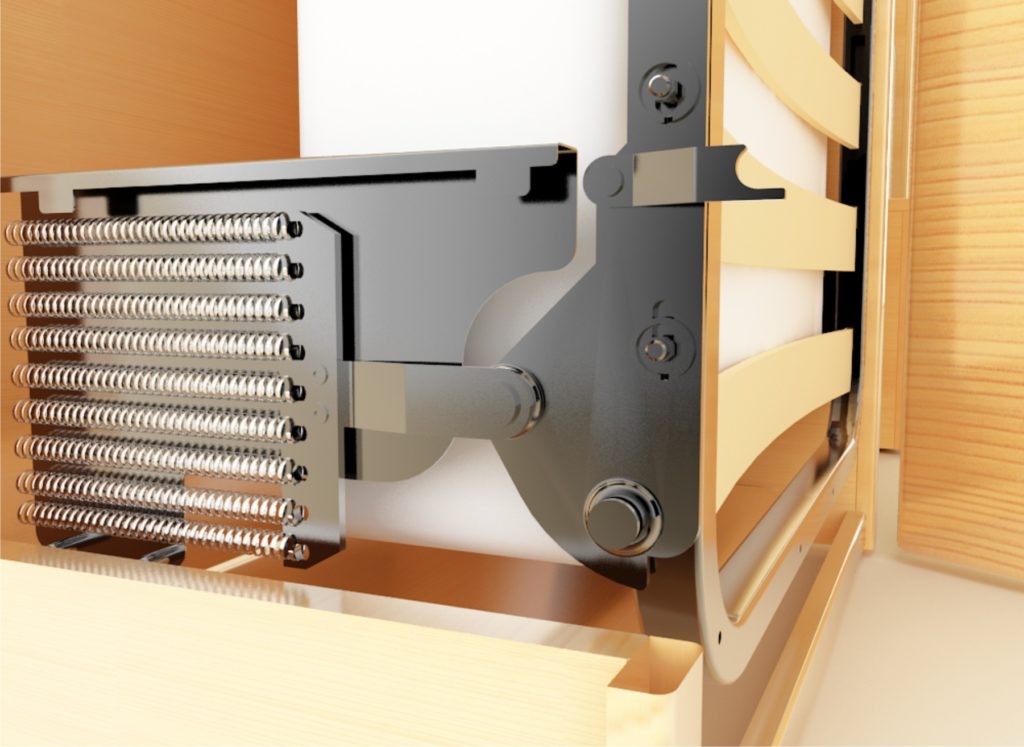 bed-wardrobe lowering mechanism