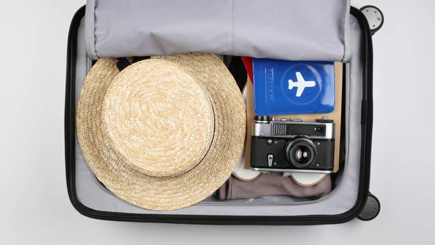 hat in suitcase