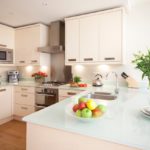 white acrylic kitchen countertop