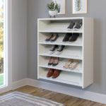 white shelves for storing shoes