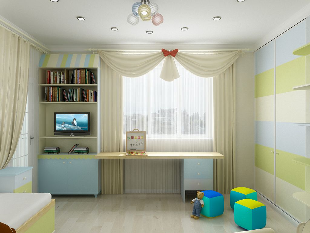 nursery with a table by the window