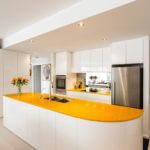 bright yellow kitchen countertop