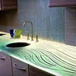 unusual glass kitchen countertop