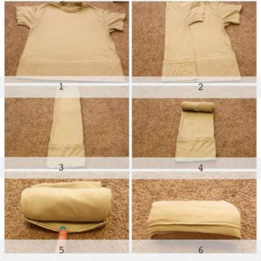 how to roll a t-shirt