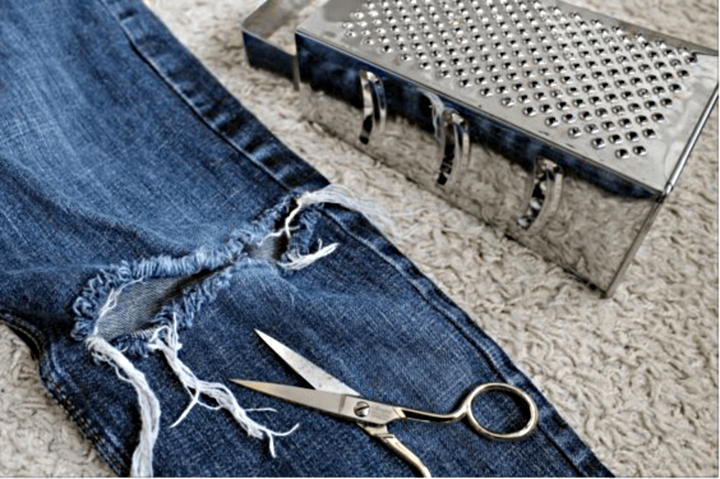 kitchen grater for scuffs on jeans