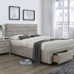 bed with drawers in gray interior