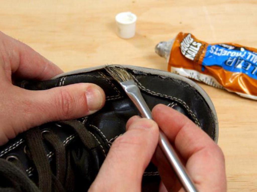 gluing shoes