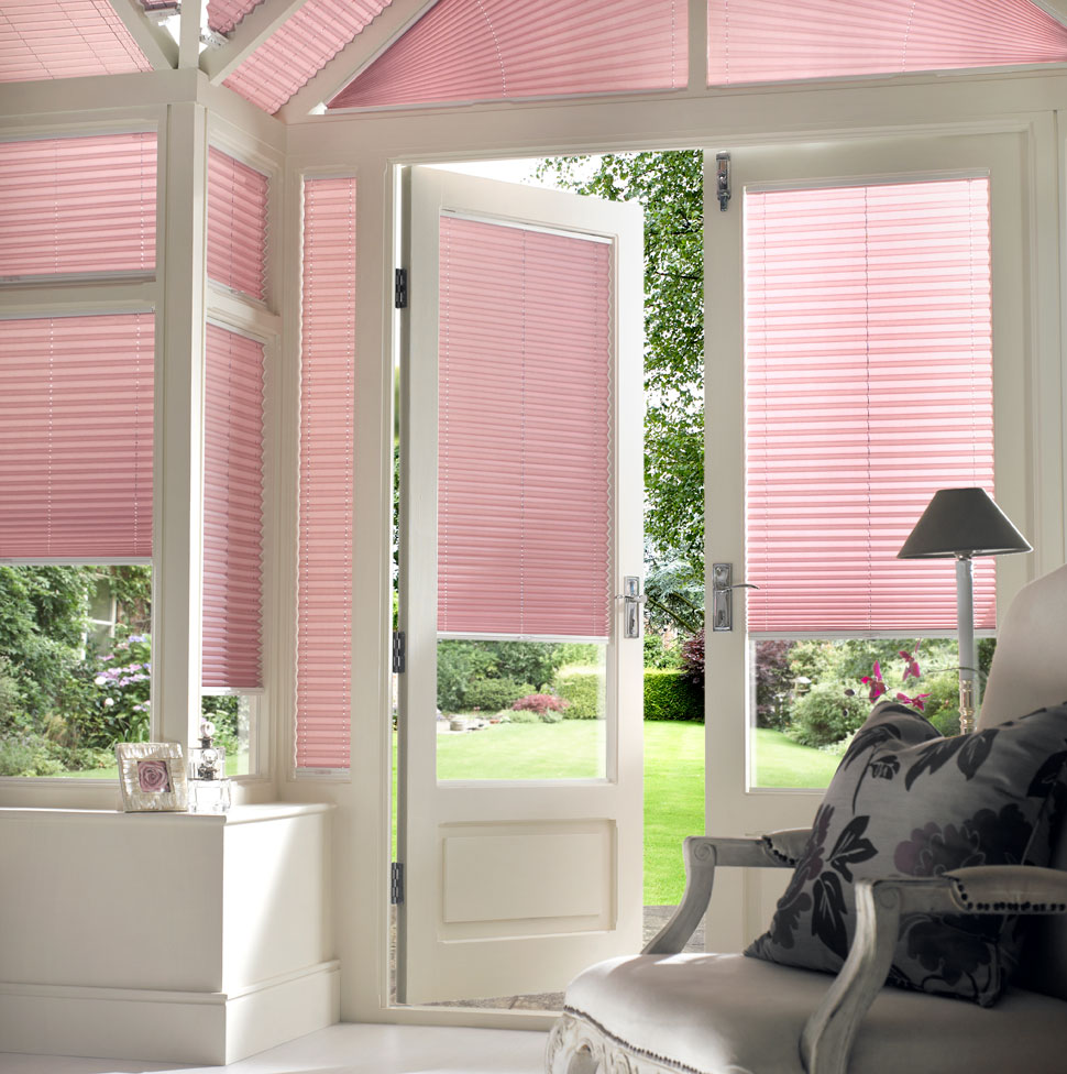 blinds decorate the interior