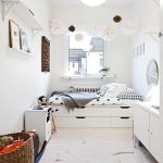 narrow white room