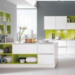 white kitchen set with light green