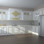 white kitchen set with a pattern