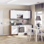 white kitchen set with brown lamp