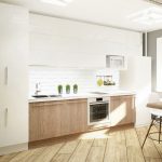 white kitchen set wood flooring