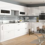 white kitchen set with black