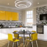 set dapur putih dengan warna kuning