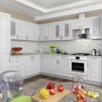 white kitchen set with peppers