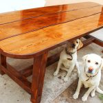 lacquered table in the gazebo