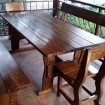 rectangular table in the gazebo