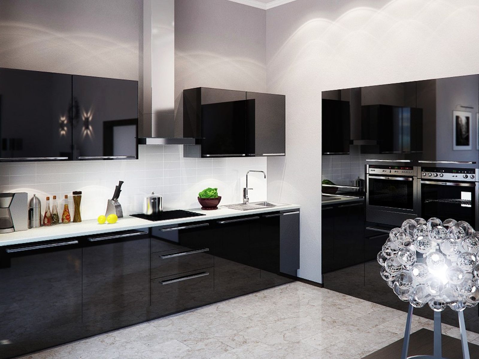 black glossy kitchen